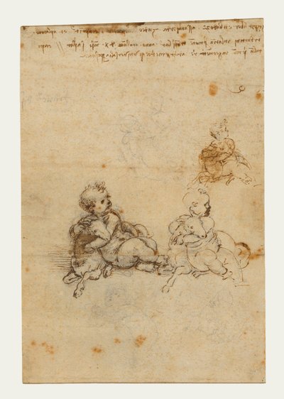 Studies for the Christ Child with a Lamb by Leonardo da Vinci